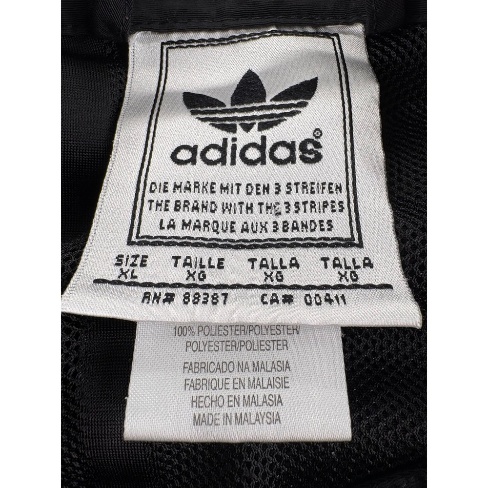 Adidas Windbreaker Jacket XL Black Full Zip Mock Neck Trefoil Logo Drawstring - Picture 2 of 10
